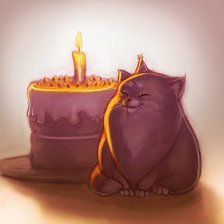 Оригинал схемы вышивки «Кот с днём рождения!» (№558638)