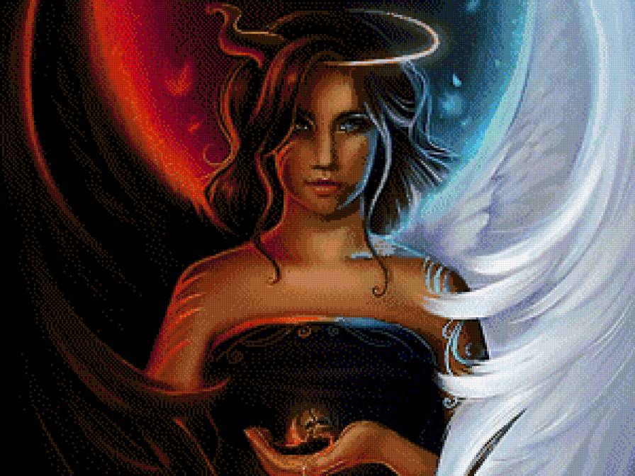 Девушка ангел или демон - девушка, фентази, женщина - предпросмотр