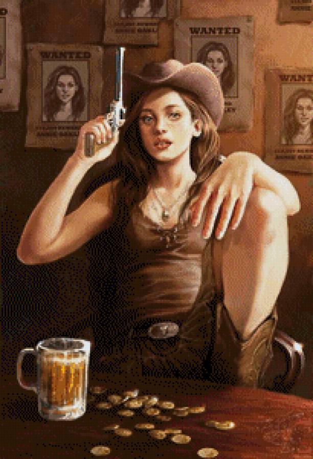 №558876 - шляпа, девушка, дикий запад, оружие, особо опасен, ковбой - предпросмотр