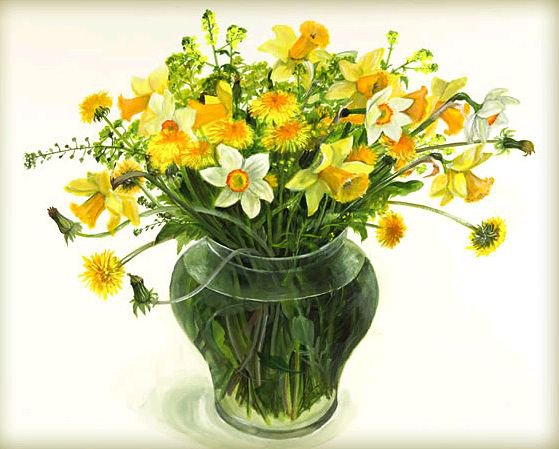 нарциссы - цветы, ваза, букет - оригинал