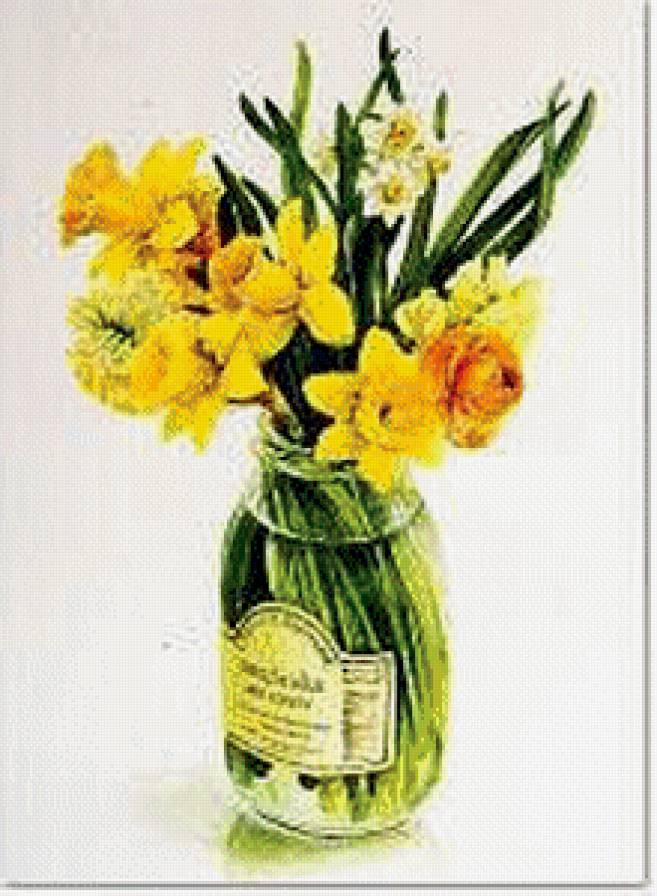 нарциссы - ваза, цветы, букет - предпросмотр