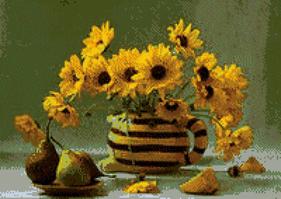 ГРУШЕВОЕ НАСТРОЕНИЕ - ваза, натюрморт, фрукты, цветы - предпросмотр