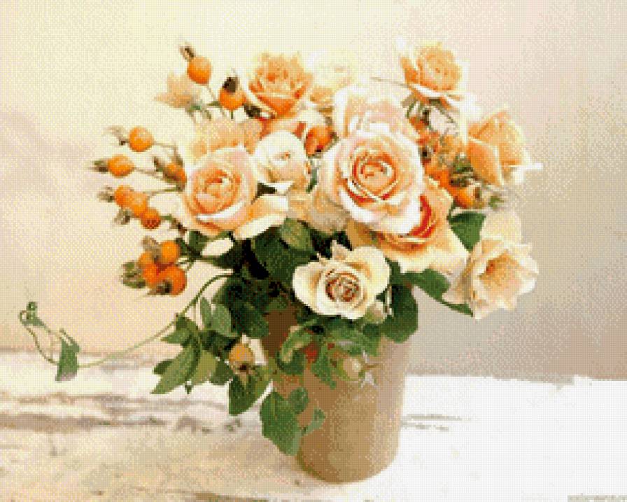 Розы в вазе - натюрморт, цветы - предпросмотр