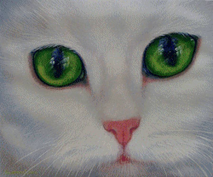 зеленоглазый кот - домашние любимцы, природа, кот, котенок, живопись - предпросмотр