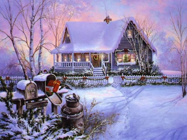 Зима - дом, природа, пейзаж, зима - оригинал