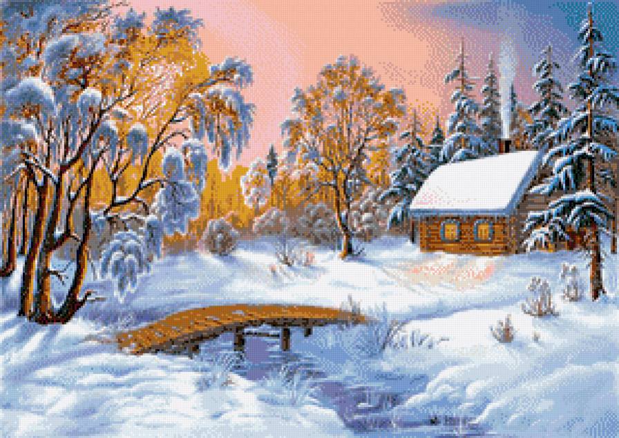 Зима - природа, дом, пейзаж, зима - предпросмотр