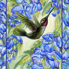 Схема вышивки «Птица в синих цветах»