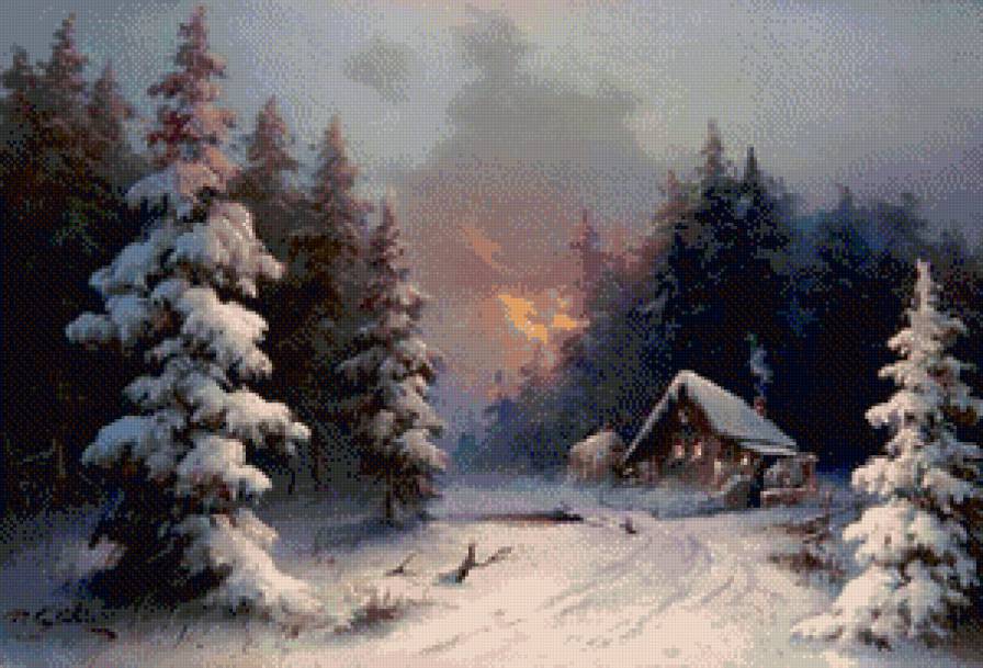 зимний домик 9 - домик, ель, елка, рождество, зима, снег, дом, сугроб - предпросмотр