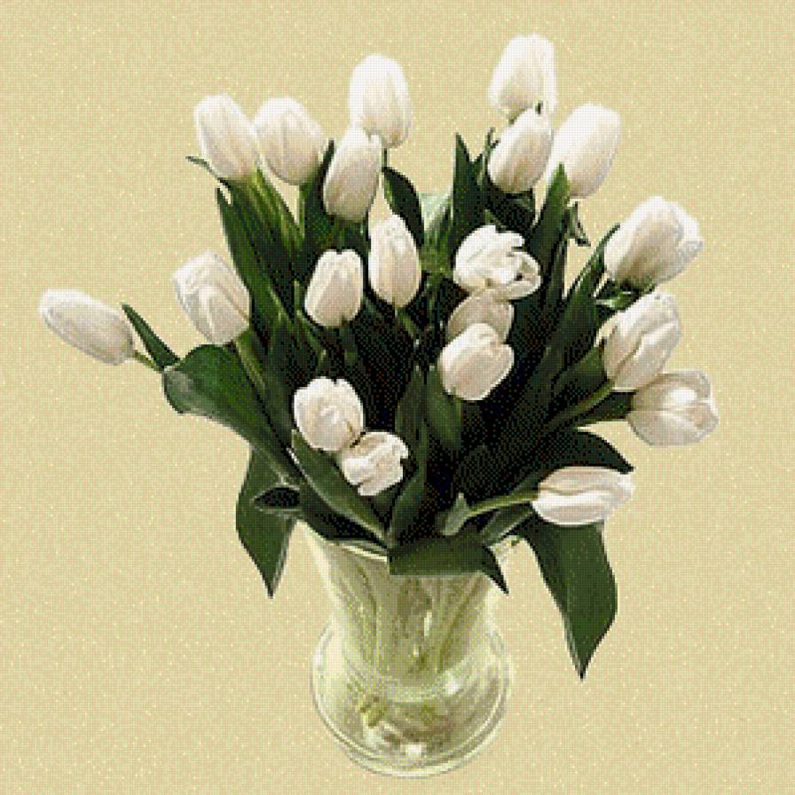 натюрморт белые тюльпаны - картина, цветы, натюрморт, картины - предпросмотр