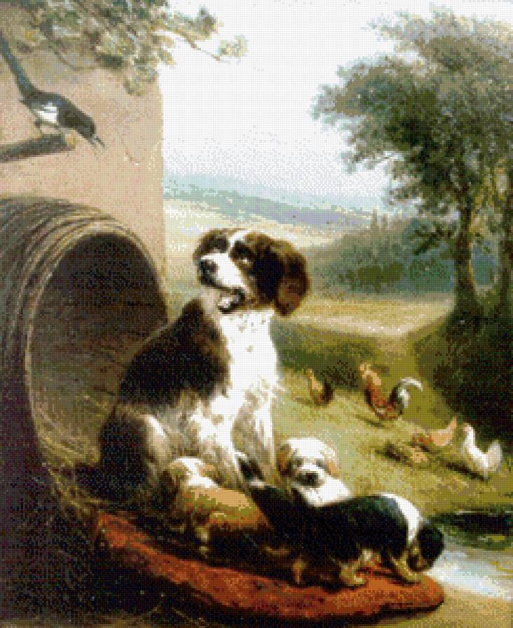 собачья  семья - животные, собака, природа, щенок - предпросмотр
