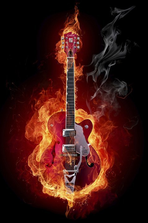 Огненная гитара. - гитара, музыка, огонь - оригинал