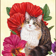 Схема вышивки «цветочный кот»