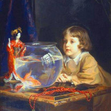 Оригинал схемы вышивки «мальчик и золотая рыбка» (№562760)