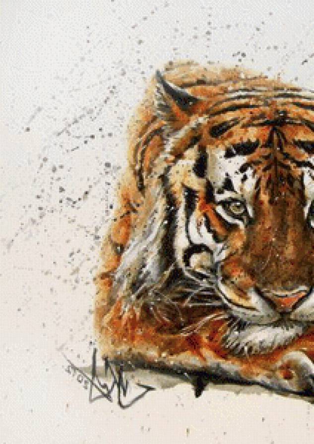 Тигр акварель ч.1 - животное, тигр, рисунок, хищник - предпросмотр