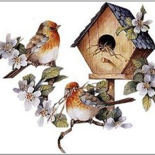 Оригинал схемы вышивки «птичкин дом2» (№563069)