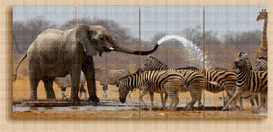 №563107 - слон, зебра, триптих, жираф - предпросмотр