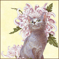 Оригинал схемы вышивки «цветочный кот» (№563140)