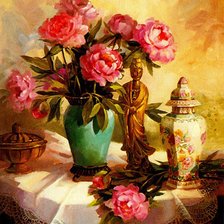 ваза з квітами піони