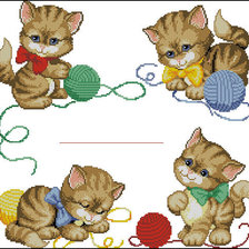Оригинал схемы вышивки «подушка с котятами» (№563902)