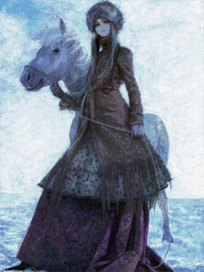 Девушка с лошадью - лошадь, девушка, картины - предпросмотр