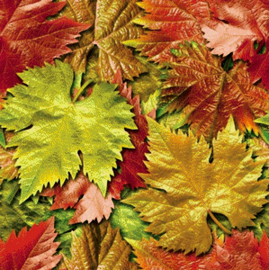 подушка виноградные листья - листья, осень, пано, подушка - предпросмотр