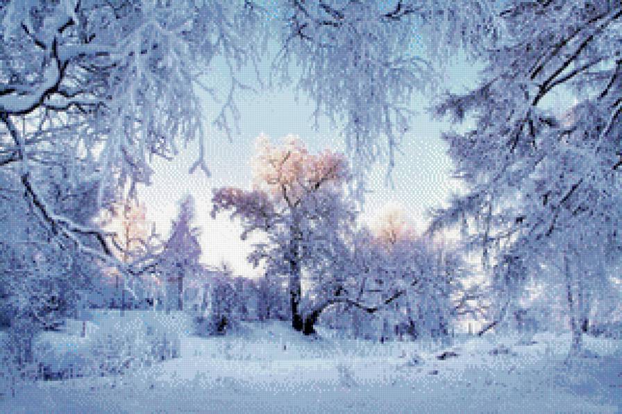 зимнее утро - природа, новый год, снег, зима, пейзаж, лес - предпросмотр