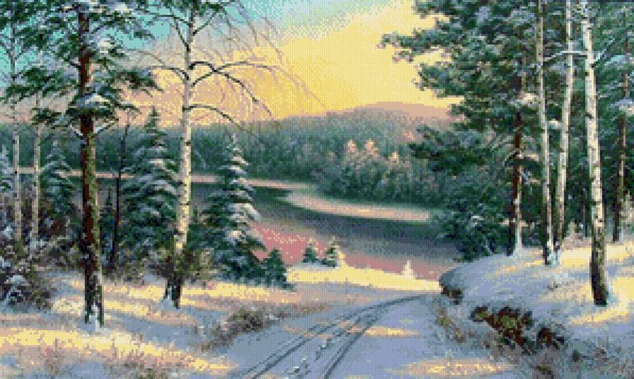 дорога на склоне - лес, пейзаж, дорога, снег, зима - предпросмотр