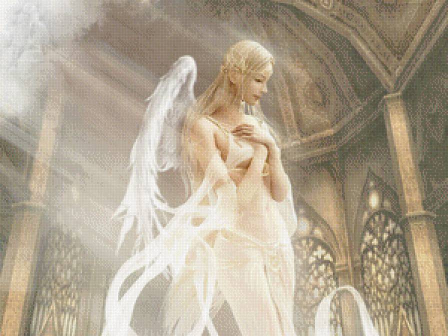 Белый ангелё - фентази, ангел, красота, картина - предпросмотр