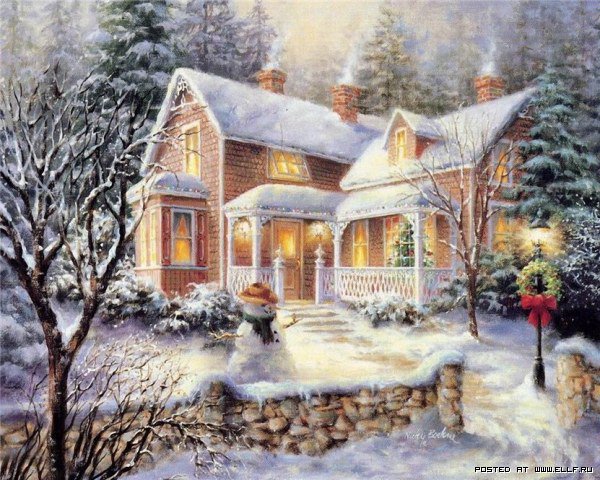 ники боэм 4 рождество со снеговиком - праздник, дом, ники боэм, рождество, зима - оригинал