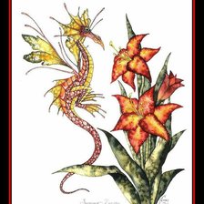 Оригинал схемы вышивки «Цветочный дракон» (№565461)