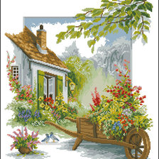 Оригинал схемы вышивки «цветочный дворик» (№565905)