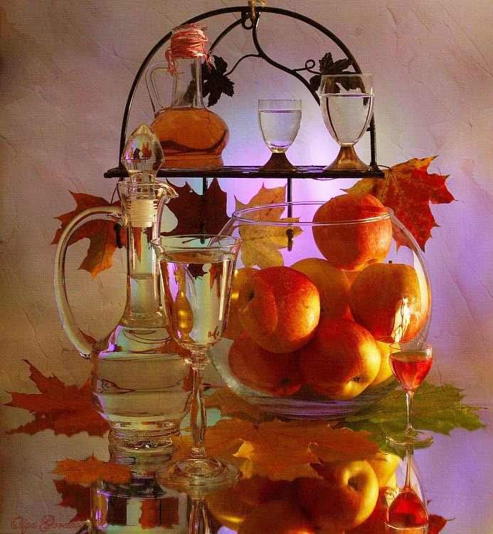 пано дары осени - осень, листья, фрукты, пано, картина - оригинал