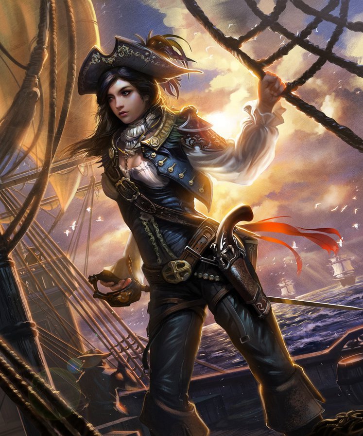 №567745 - девушка, корабрь, оружие, пират - оригинал