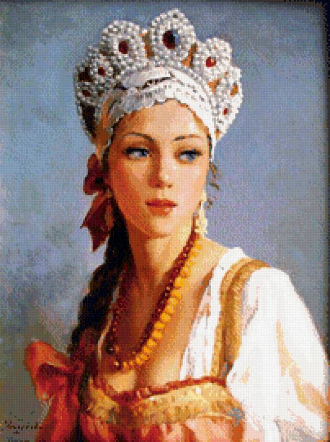русская красавица - женщина, она, красота, девушка, образ, русь, корона - предпросмотр