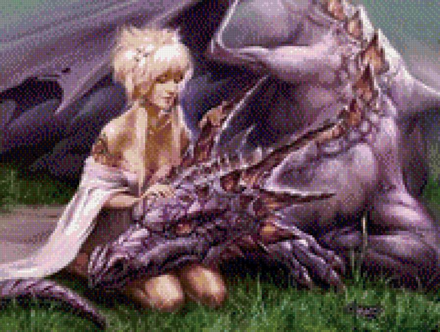 Девушка с драконом - дракон, девушка - предпросмотр