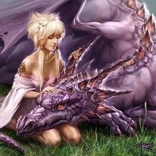 Оригинал схемы вышивки «Девушка с драконом» (№568311)