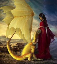 Оригинал схемы вышивки «Девушка с драконом» (№568316)