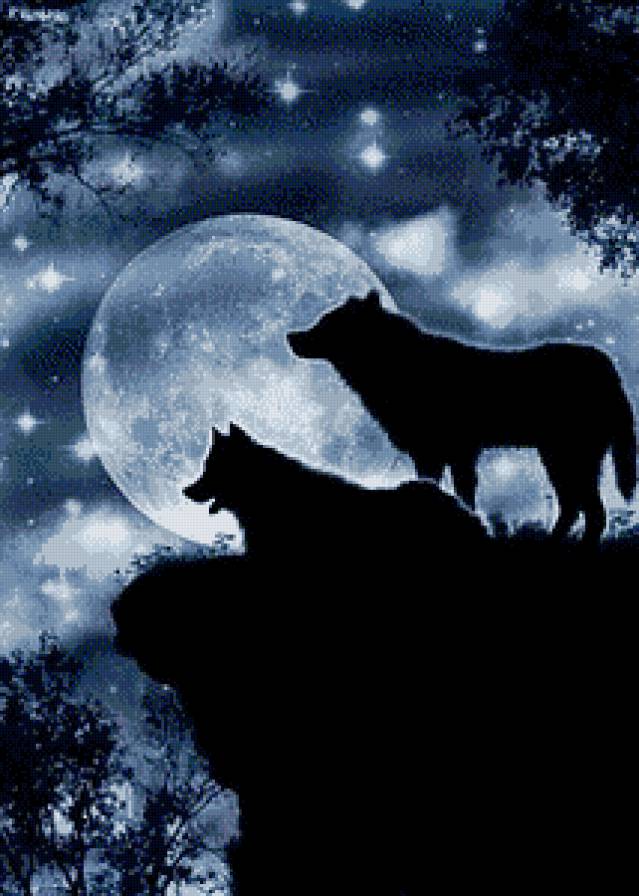волки монохром... - волки, стая, волк, монохром, луна, чорнобелое - предпросмотр