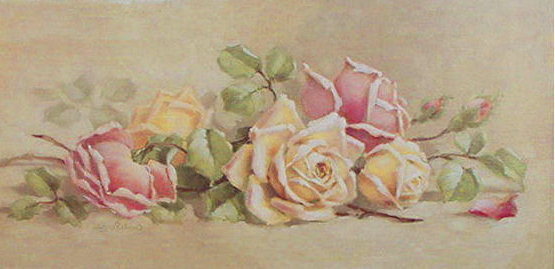 розы букет винтаж - винтаж, цветы, розы, букет, акварель - оригинал