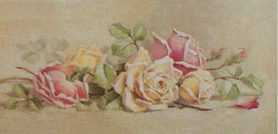 розы букет винтаж - винтаж, букет, цветы, розы, акварель - предпросмотр