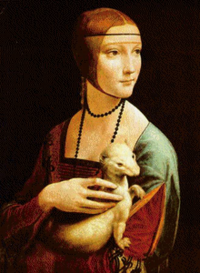 картина Леонардо да Винчи - дама с горностаем, леонардо да винчи - предпросмотр
