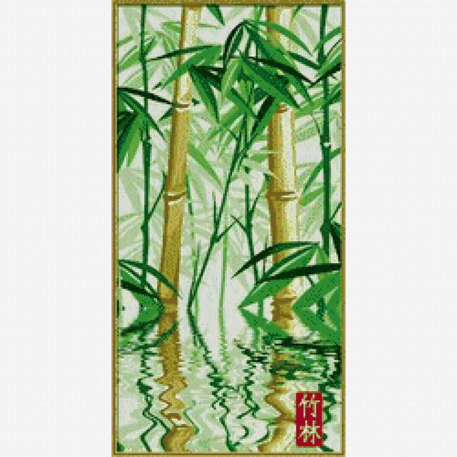Бамбук в воде - река, азия, восток, бамбук - предпросмотр