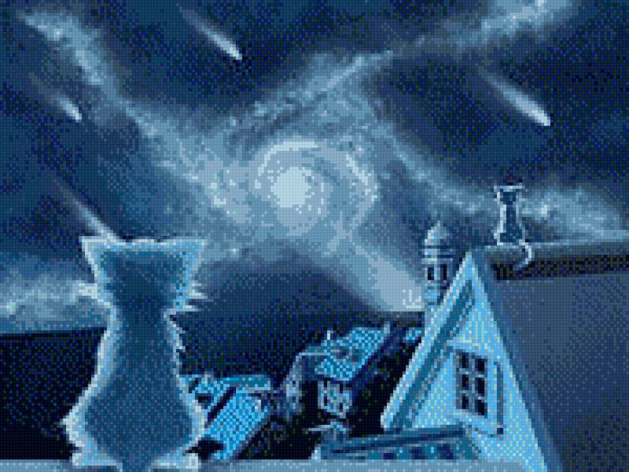 ЗВЕЗДОПАД - звезды, на крыше, ночь - предпросмотр