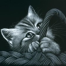 Оригинал схемы вышивки «котёнок» (№571751)
