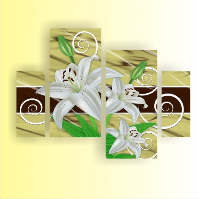 полиптих белые лилии - картина, цветы, триптих, картины - оригинал