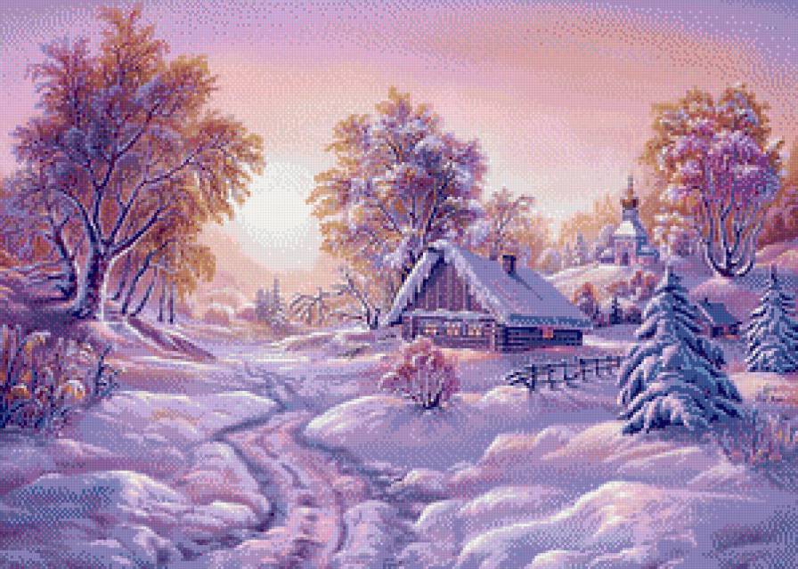 Волшебница-зима... - домик, снег, солнце, день, избушка, зима, пейзаж - предпросмотр
