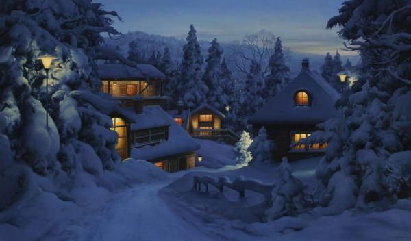зима - зима, ночь, домик - оригинал