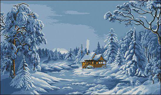 зима - лес, природа, мороз, дом - оригинал
