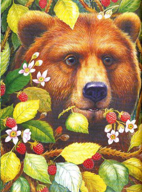 медведь и малина - цветы, лес, хищник, ягоды - оригинал