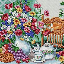 Оригинал схемы вышивки «Чаепитие в саду» (№575136)